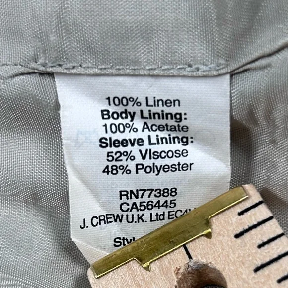 J.Crew Blazer Womens Size 2 Linen Tan Beige Tailored Jacket Career Office Chic - Picture 10 of 10